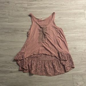 Free People pink tank with cut outs - XS - longer in back